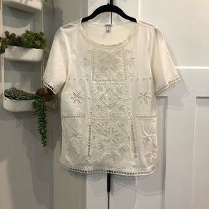 J. Crew White Eyelet Top